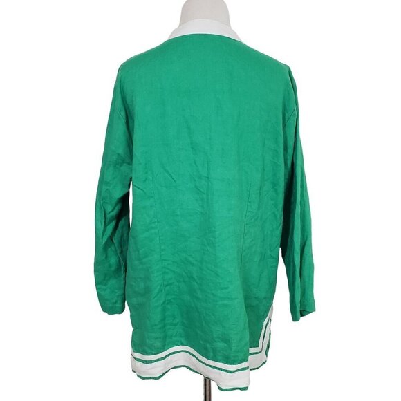 Crown & Ivy Linen Tunic Green Preppy Lightweight Womens Size Large - Picture 7 of 10